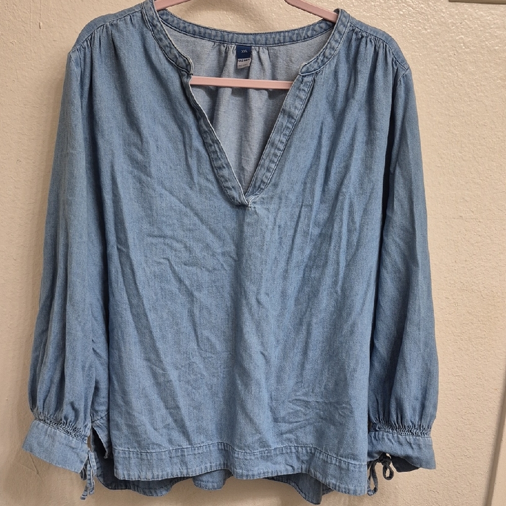 Old Navy Light Blue Denim Blouse